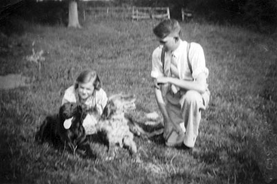 Alan Jickells with sister Audrey at Mossymere July 1938 