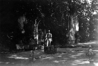 Cecil Baxter outside Mannington church c.1925